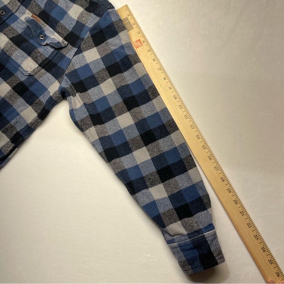 Orvis Men’s Flannel Shirt Jacket Shacket Blue Gray Button Up Lumberjack  Size L - Picture 8 of 8
